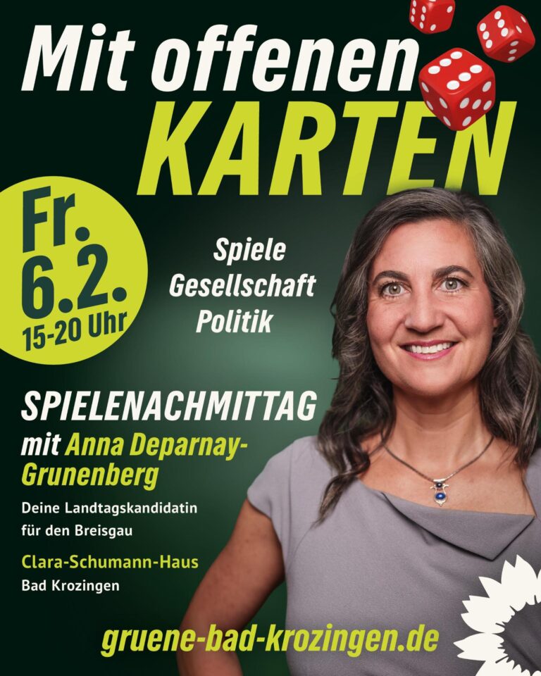 „Mit offenen Karten“ – Spieleabend mit Anna Deparnay-Grunenberg, Landtagskandidatin für Breisgau
